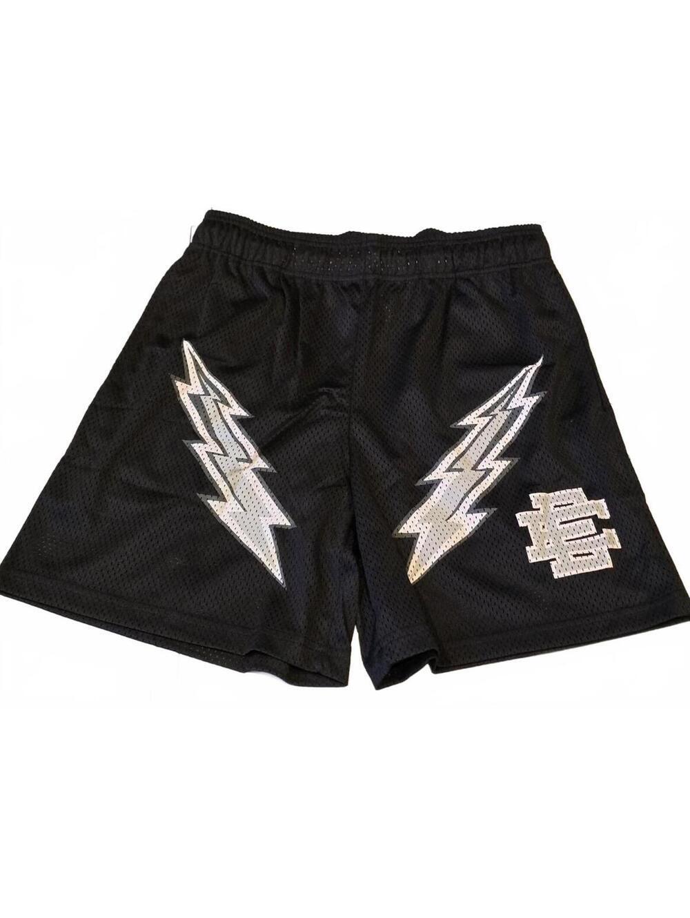 Eric Emanuel EE Lightning Bolt Mesh Shorts Black White Med